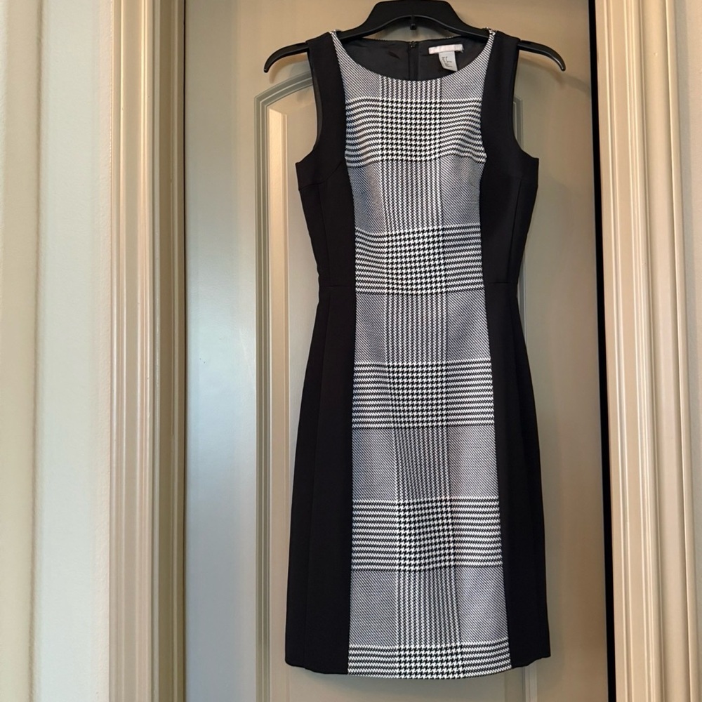 H&M Black and White Checkered Midi Dress